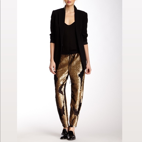 Robert Rodriguez Gold Sequined Track Pants - Picture 2 of 16